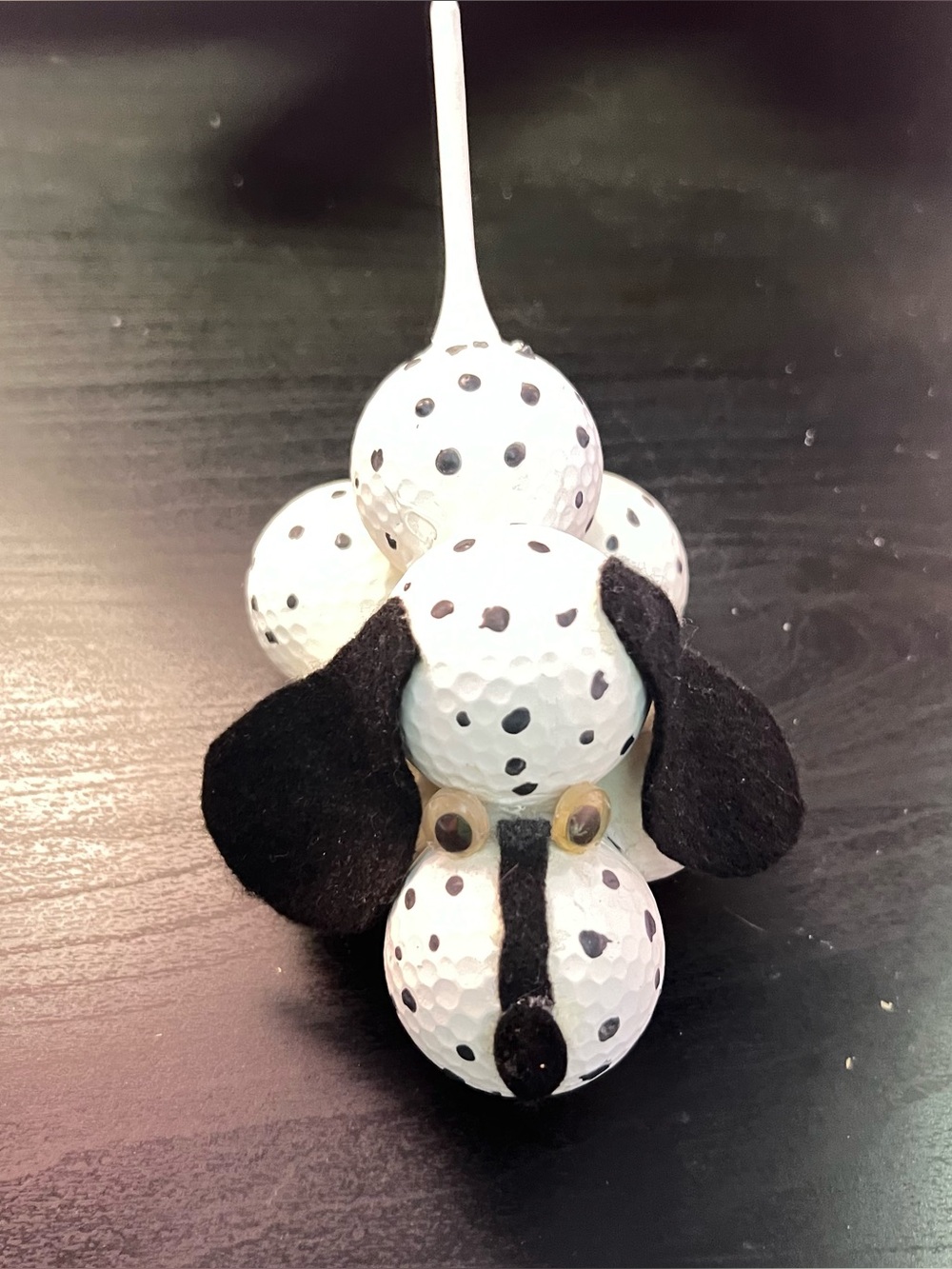 Vintage Charming Handmade Golf Ball Dog Figurine